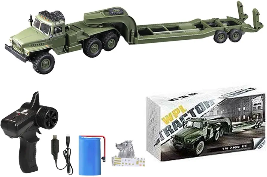 RC Semi Truck, 2.4Ghz 6WD remote control Army Truck Trailer, 41.3 Inch large size RC Truck Toy, 1/16 Scale RC Tractor, Remote Control Electric Transport Vehicle toy car for boy gifts