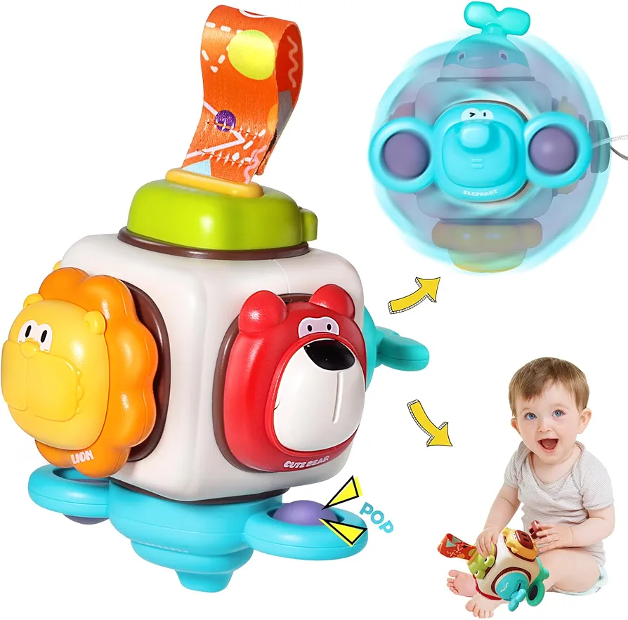 Montessori Sensory Toys for Toddlers 6 9 12 18 Months, Baby Travel Activity Busy Ball Animals Cube, Infant Carseat Plane Learning Toy Gift for 1 2 3 Year Old Boys Girls