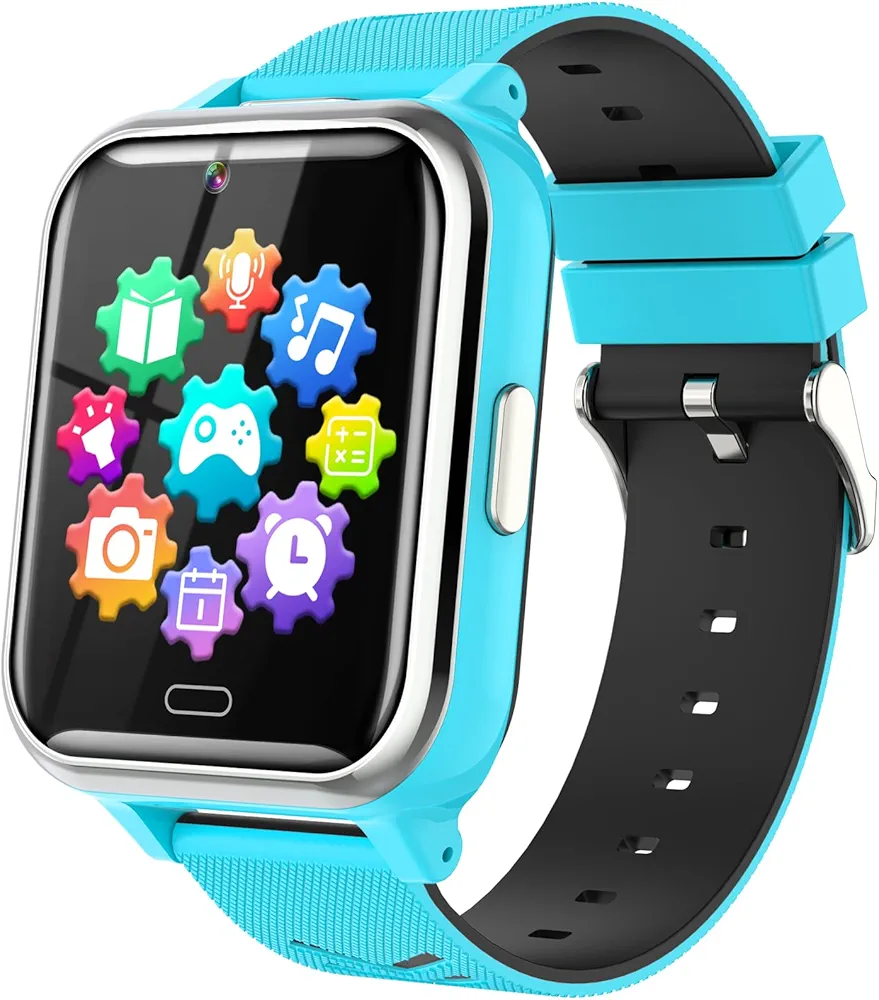 Kids Smart Watch, Smart Watch for Boys Girls with 17 Puzzle Games School Model Camera Music Alarm Video Recorder Flashlight Calendar Kids Educational Toys Watch for Ages 4-10(Blue)