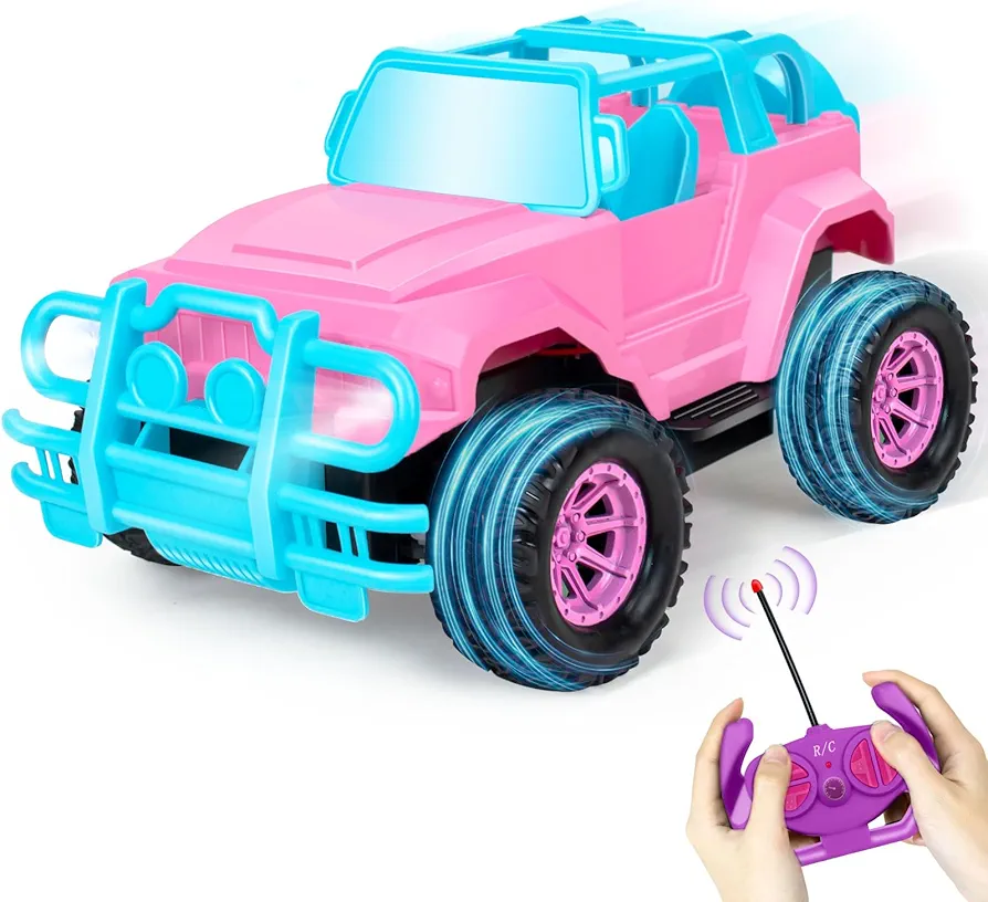 Remote Control Car RC Racing Cars, 1:20 Scale Remote Control Monster Truck, 2.4Ghz LED Light Off-Road Rc Cars,Toy Cars for Kids Boys Girls 6 7 8 9 10 Years old (Pink)