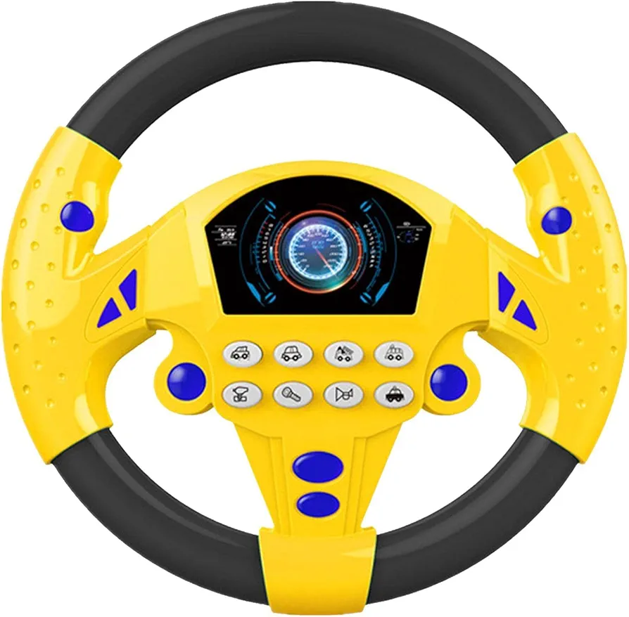 Kid Steering Wheel - Toy Steering Wheel, Portable Baby Steering Wheel | Simulated Car Seat Driving Controller Toys with Light and Sound, Electric Steering Wheel Educational Sounding Toys for 3 Years+