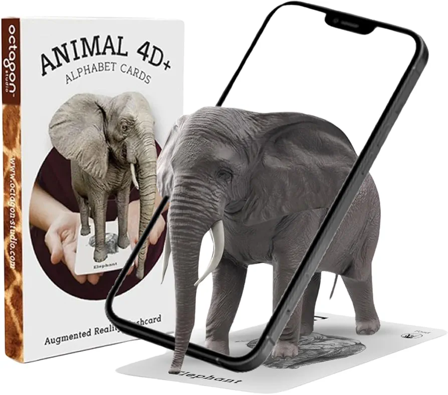 Interactive Animal Flashcards for Kids – 4D Augmented Reality Learning with 26 Animals & 5 Food Cards for Alphabet, Language, and Wildlife Education