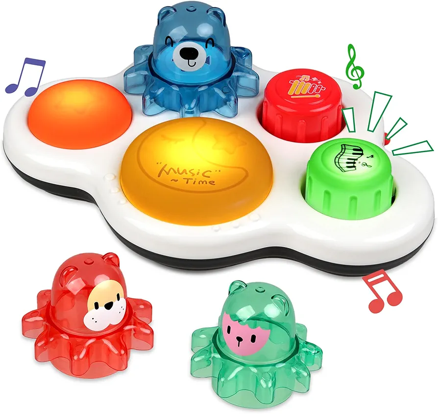 Baby Musical Light Up Toys Drum Gear - Newborn Infant Sensory Tummy Time Toys - Gifts for Boys Girls 0 3 6 9 12 18 Months 1 2 3 Year Old Birthday - Toddler Educational Learning Montessori Toys