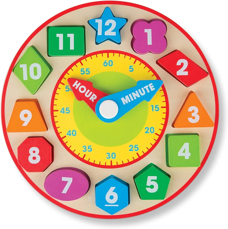 Melissa & Doug Shape Sorting Clock - Wooden Educational Toy