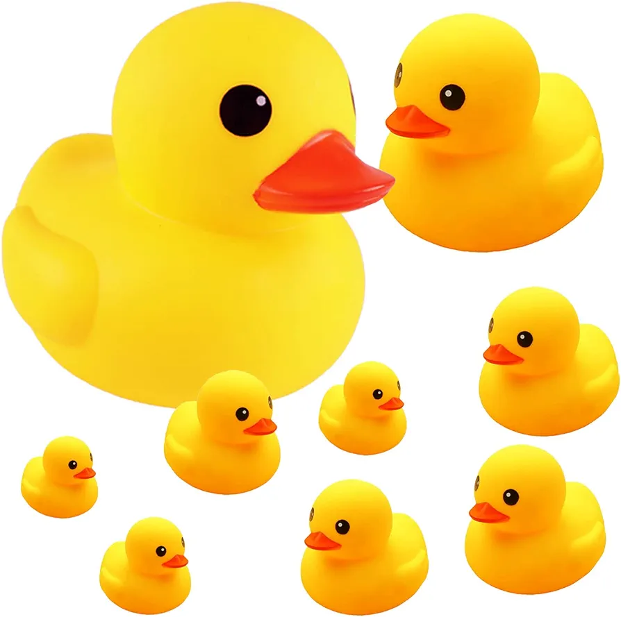 9 Pcs Bath Duck Toy Yellow Rubber Ducks Preschool Bathtub Duckies Gift for Baby Shower Infants Toddlers kids Car Pool Floaty Halloween Christmas Adults Party Favors Carnival Theme Decorations