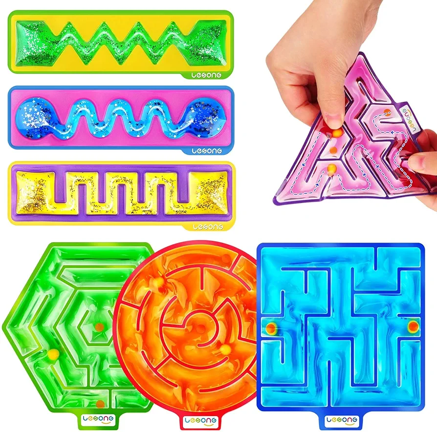 4 Pack Sensory Toys Maze and 3 Pack Squishy Toys Bundle