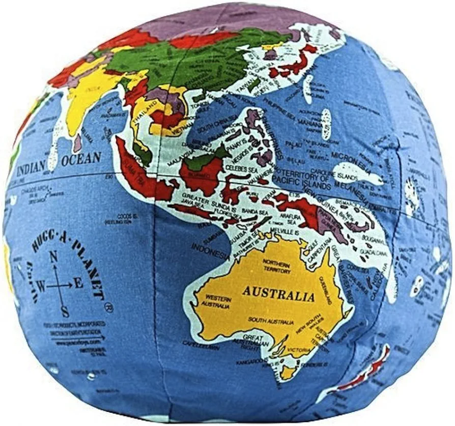 Hugg-A-Planet Classic Political Earth - The Original Soft & Huggable Planet Earth. 600 Places Labeled. Educational Toy for Kids 3+, Teens, Adults, Teachers and Parents.