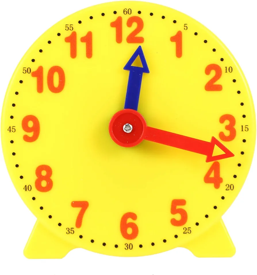 PQZATX 4 Inch Student Learning Clock Time Model Teacher Gear Clock 12/24 Hour School Learning Tools