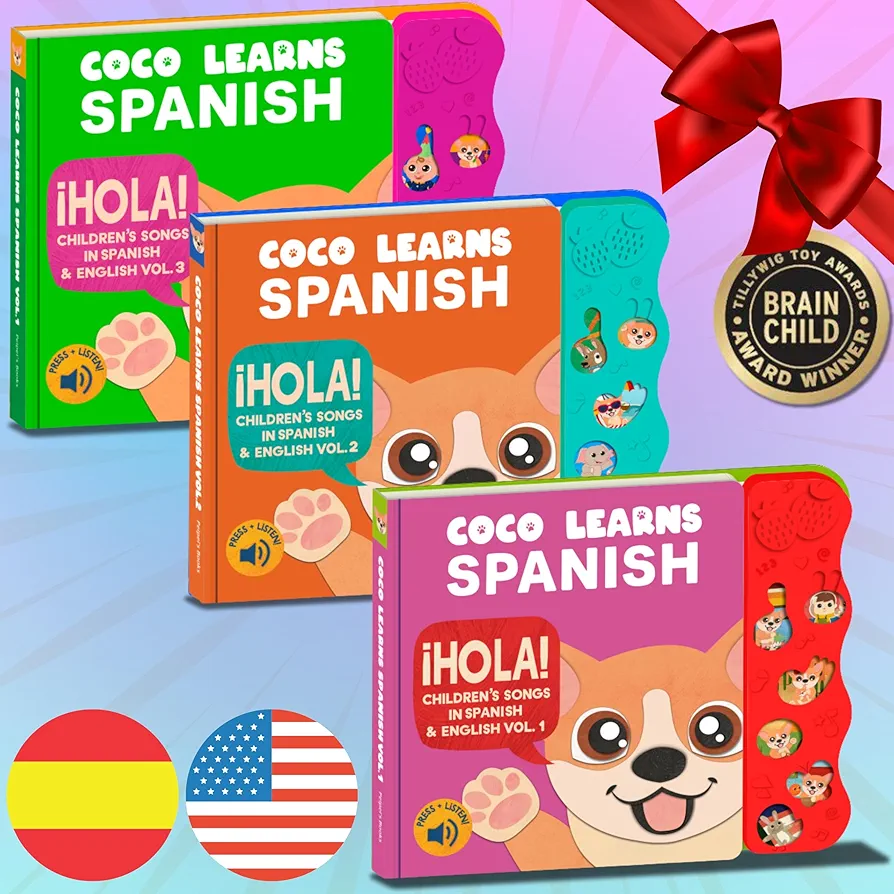 Bundle Deal, Spanish Toys for Toddlers 1-3, Spanish Baby Books, Bilingual Children’s Book, Baby Books 0-6 Months in Spanish, Libros En Español para Niños, Baby Musical Toys