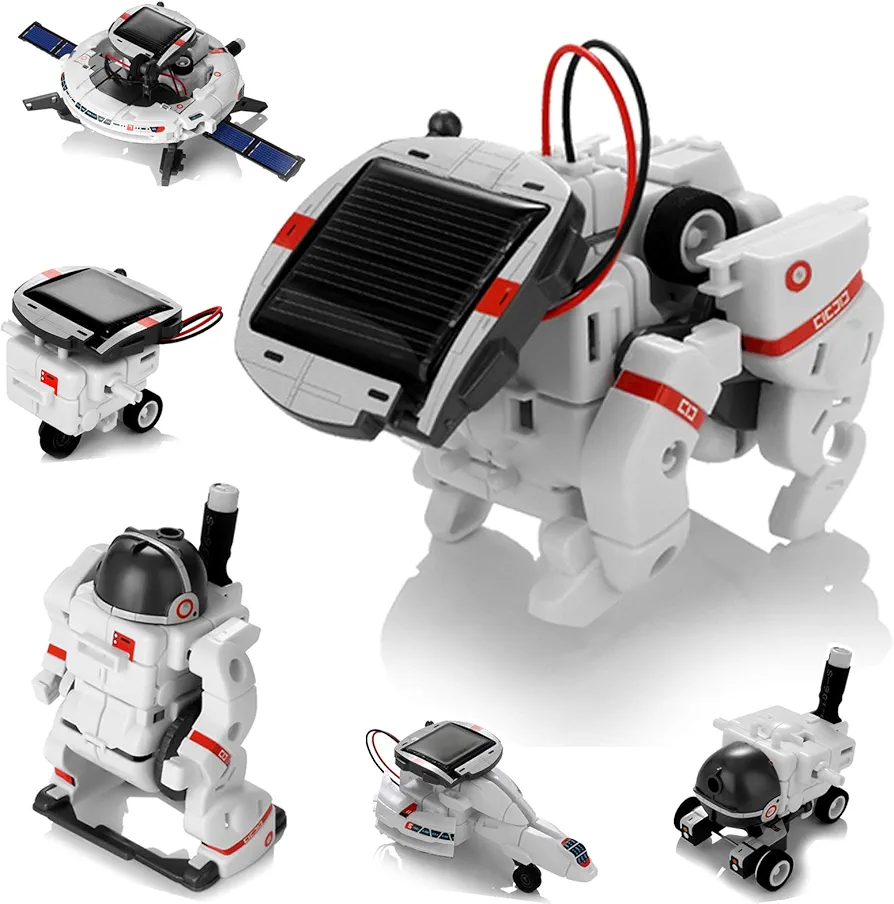 Solar Robot Toys 6 in 1 STEM Learning Kits Educational Space Moon Exploration Fleet Building Experiment Toys DIY Solar Power Science Gift for Kids Aged 8-12