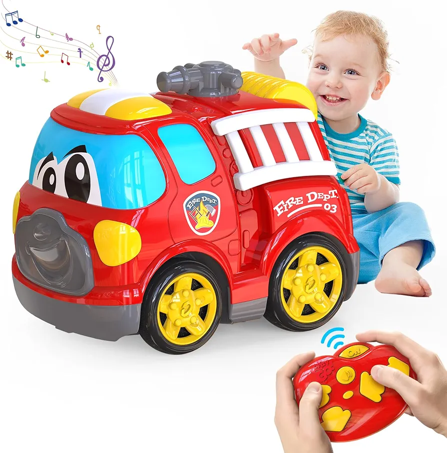 Remote Control Car for Boys 2-7, RC Cars &4-Wheel Drive with Lights& Music, Kids Stunt Car Toys for 2 3 4 5 Year Old Boys&Girls, Kids Gifts for Birthday/Christmas/Indoor/Outdoor