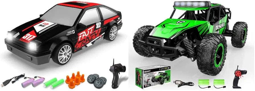 RACENT 1:24 Scale RC Drift Car and 1:16 Scale Fast RC Truck, Perfect Toy Gift for Boys, Girls, Kids