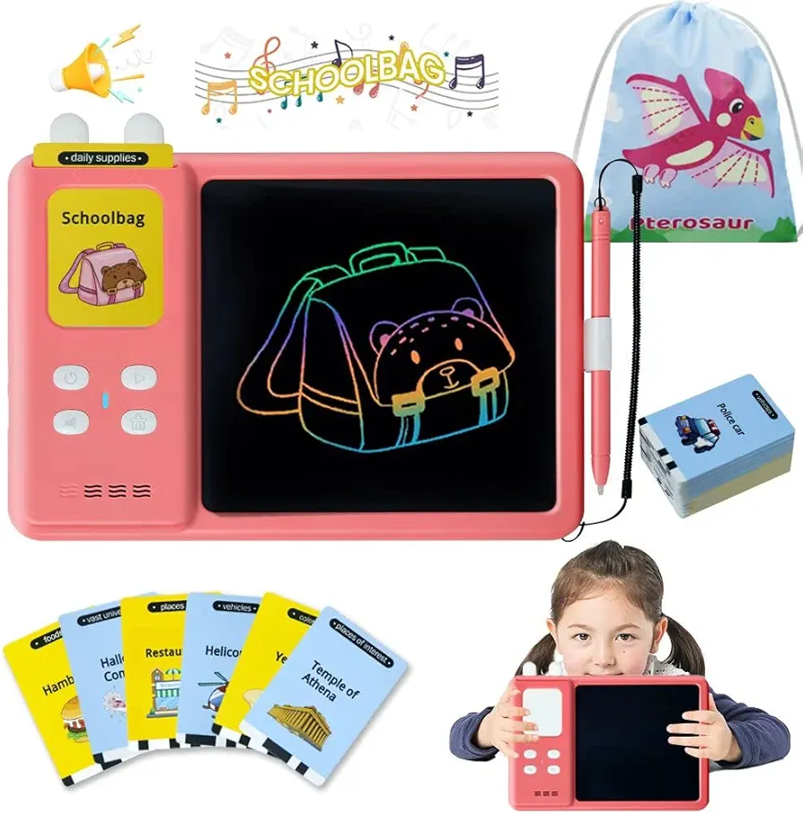 Talking Flash Cards Writing Board -3-7 Year Olds Boys Girls,Writing Board for Kids,224 Sight Words LCD Drawing Board Montessori Speech Therapy Autism Educational Toys