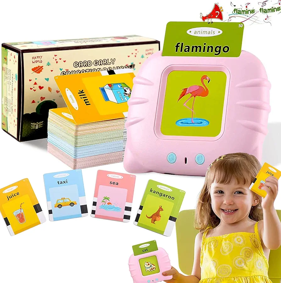 Talking Flash Cards Learning Toys for Kids 1 2 3 4 5 6, Learning Education Toys, Electronic Talking Flash Cards Reading Machine, Interactive Gifts for Toddler Kids 2 3 4 5 6 Year Old Girls Boys Gifts