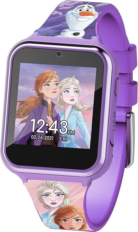 Accutime Kids Disney Frozen Smart Watch with Camera for Kids and Toddlers - Interactive Smartwatch for Boys & Girls with Games, Voice Recorder, Calculator, Pedometer, Alarm, Stopwatch