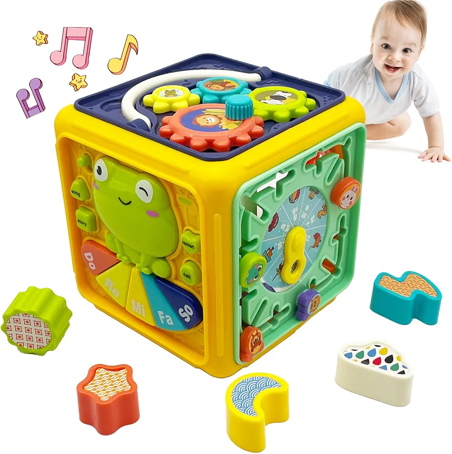 0-3 Year Old boy and Girl Music Baby Toys, Frog Music Learning Rubik's Cube, 1-3 Children's Sensory Toys, Early Learning Montessori Toys for Boys and Girls, boy and Girl Music Gifts (Frog)