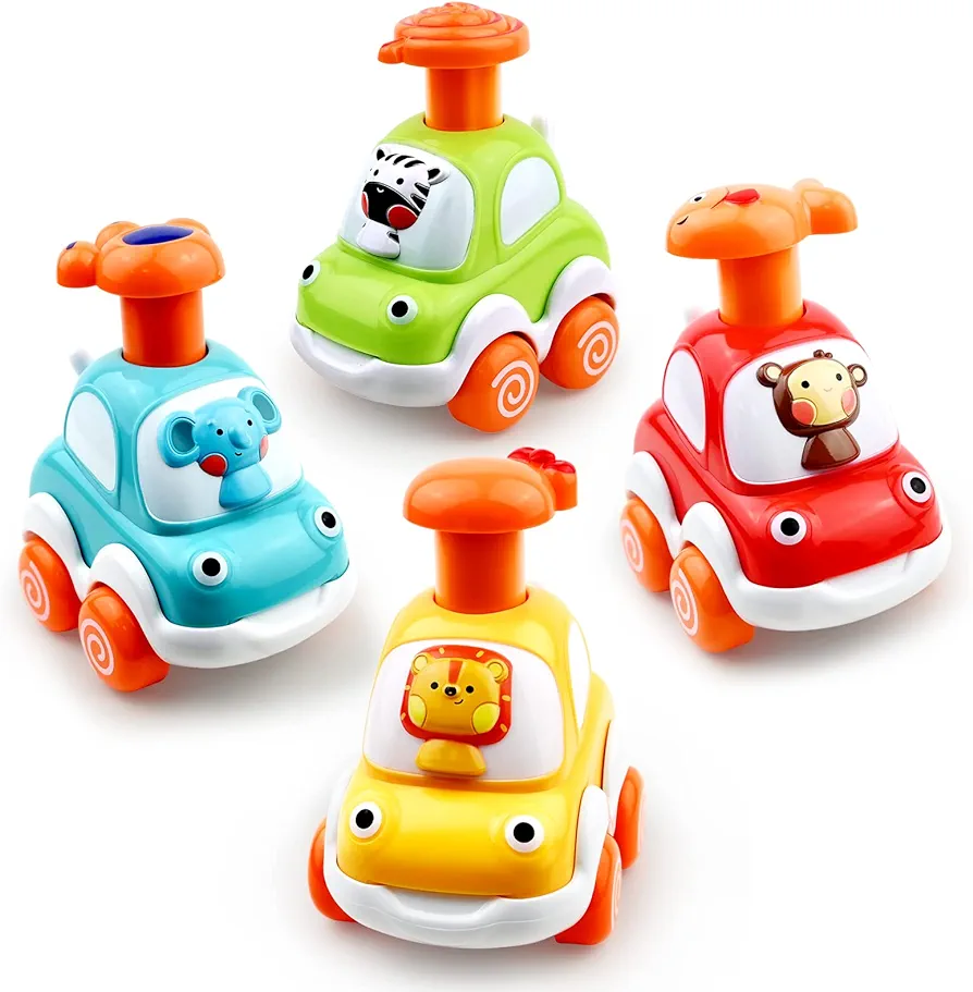 Baby Toy Cars for 1 +Year Old Boy - Toddler Toys Age 2 3 4 Year Old Boy Gifts, Animal Cartoon Press and Go Cars for Toddlers 2-4 Birthday Toys