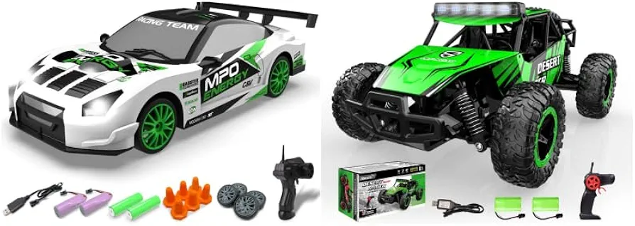 RACENT 1:24 Scale RC Drift Car and 1:16 Scale Fast RC Truck, Perfect Toy Gift for Boys, Girls, Kids