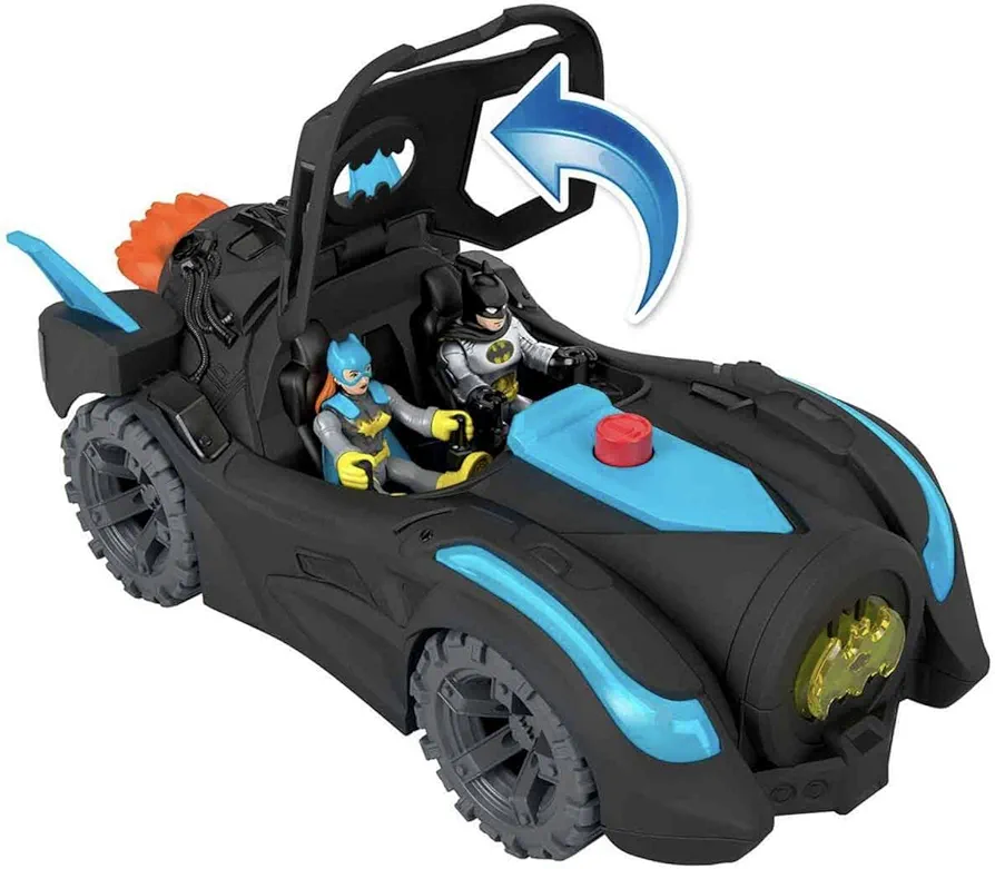 Fisher-Price Imaginext DC Super Friends Batman Toy, Lights & Sounds Batmobile with Batman Figure for Preschool Kids Ages 3+ Years