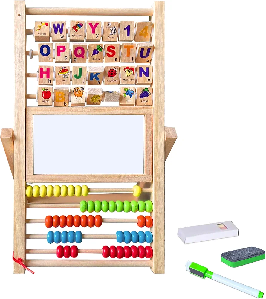 Toys Wooden Toddler Abacus Math -Montessori-Preschool Multi Color Beads-childeren Learn-ábaco para niños-Early Educational -counters for Kids-Logical Tool-cognition Board