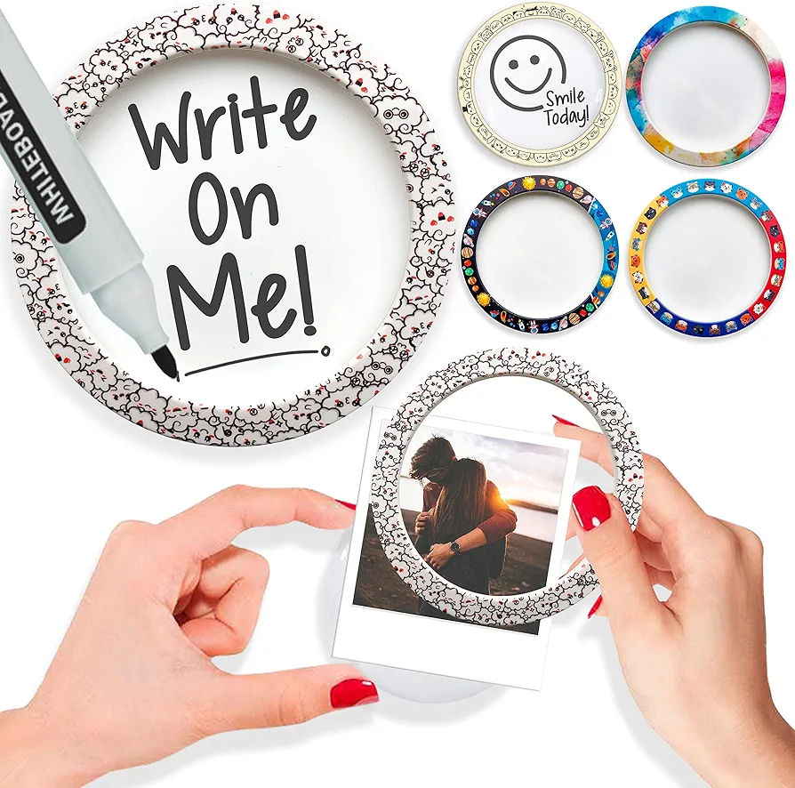 Picture Frame Fridge Magnets, Dry Erase Whiteboard Surface, Office and Home Decoration Materials (Clouds-Emoji)