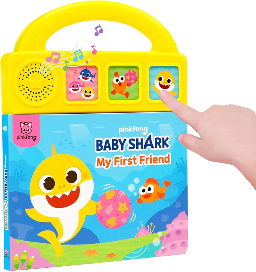 Baby Shark My First Friend 3 Button Sound Book with Handle, Children's Sound Books, Interactive Learning Books for Toddlers, Learning & Education Toys, Baby Shark Gifts for Babies