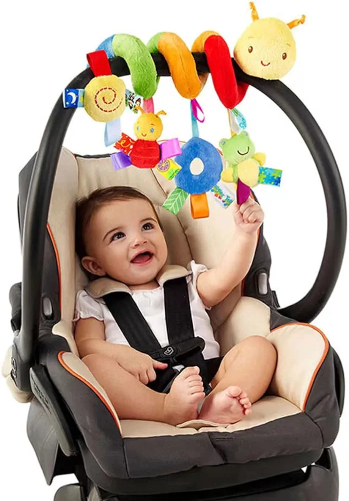 Car Seat Toys Spiral Car Seat & Stroller Activity Toy Hanging Toys for Car Seat Crib Mobile Infant Baby Spiral Plush Toys for Crib Bed Stroller Car Seat Bar