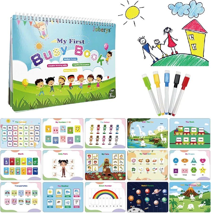 Montessori Busy Book For Toddlers 3+,Kindergarten/ Prek/ Preschool Learning Activities,Autism Sensory Book,Educational Toys For 3 Year Old,Learning Materials For Kids Ages 3-5,busy book for toddlers