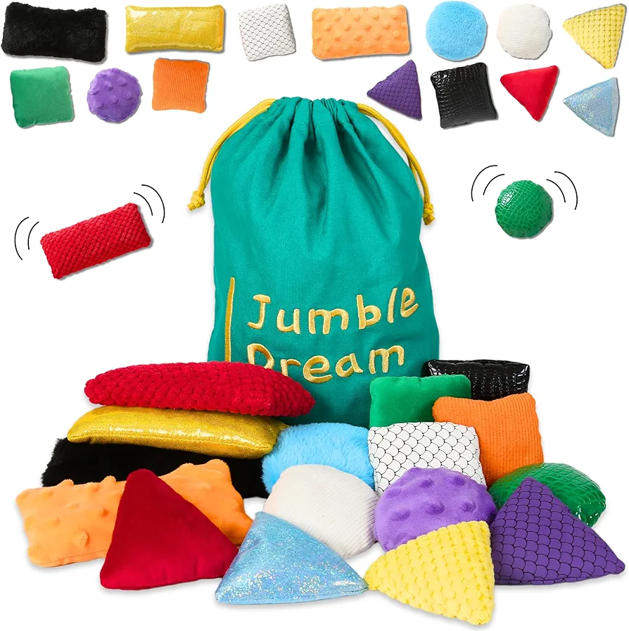 Jumble Beans Sensory Bean Bags Baby Toys: Shape, Texture and Colour Sorting for Babies & Toddlers – Learning & Education Fidget Sensory Toys for 1 Year Olds Supporting Autism and ADHD