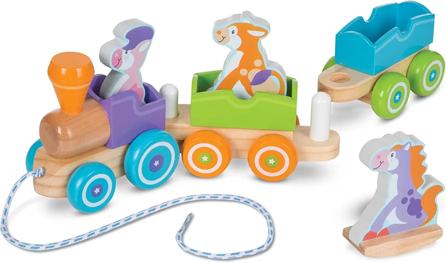 Melissa & Doug First Play Wooden Rocking Farm Animals Pull Train