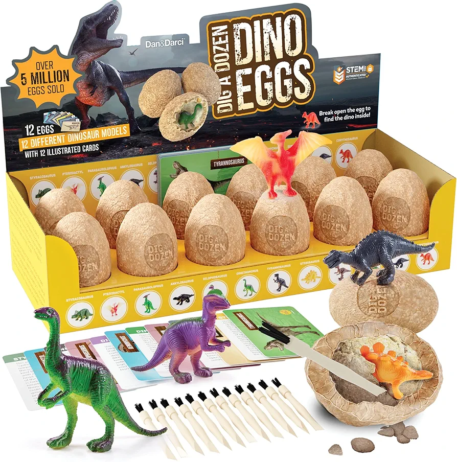 Easter Dig a Dozen Dino Egg Dig Kit for Kids - Dinosaur Toys Gift 3-12 Year Old - 12 Eggs & Surprise Dinosaurs - Science STEM Activities - Educational Boy Toy Party Gifts for Boys & Girls Ages