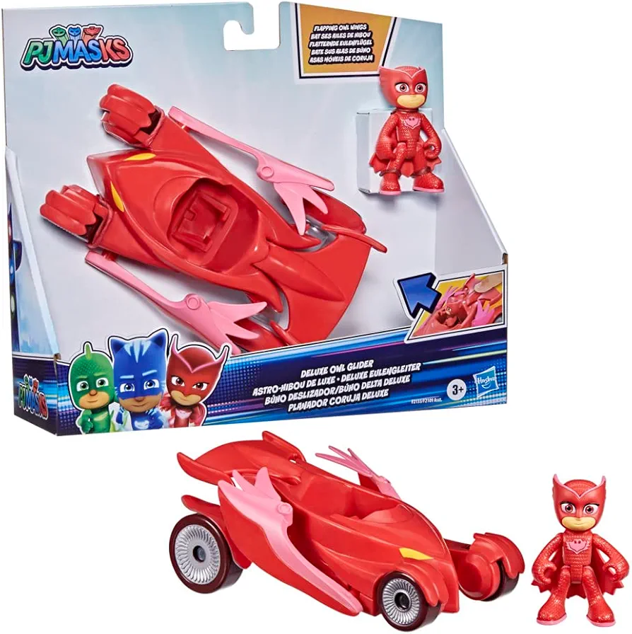 PJ Masks Toys Owlette Deluxe Vehicle with Flapping Wings and Owlette Action Figure, Preschool Toys for 3 Year Old Boys and Girls and Up