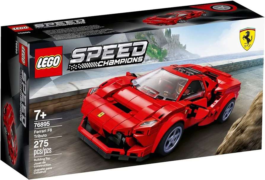 Lego 76895 Speed Champions Ferrari F8 Tributo Racer Toy, with Racing Driver Minifigure, Race Cars Building Sets, 7 years and up.