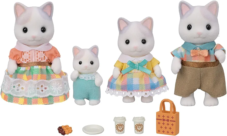 Calico Critters Latte Cat Family - Set of 4 Collectible Doll Figures for Ages 3+