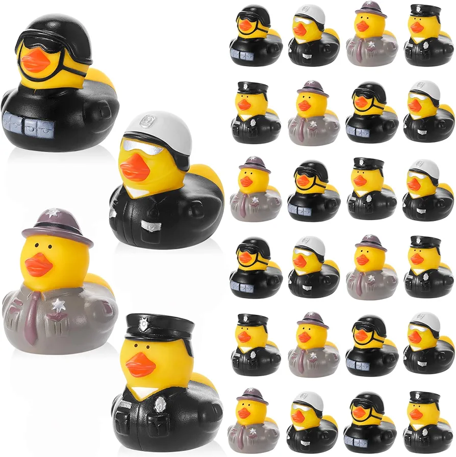 Deekin 24 Pcs Police Rubber Ducks 2 Inch Police Party Favors Police Toys Robbers Police Party Decorations for Police Birthday Party Favors