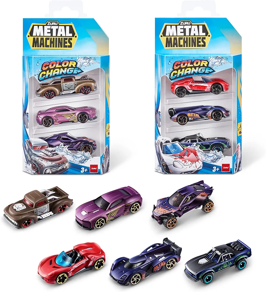 Metal Machines Series 2 Color Change (2 Sets of 3 Pack) Mini Die-Cast Cars (Style May Vary) by ZURU