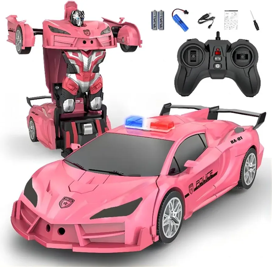 Remote Control car - Transform Robot RC Cars, one Button Deformation and 360 ° Rotation Drift, Pink RC Cars Over 6+ Years Old (Pink)