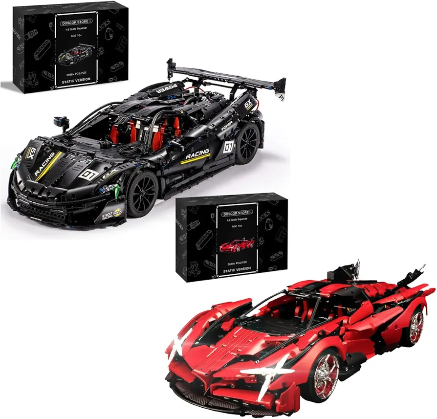 P1 and Apollo EVO 1:8 Scale Sports Cars Building Set.Collectible Car for Adults,Boys,Teens(2Car Set)