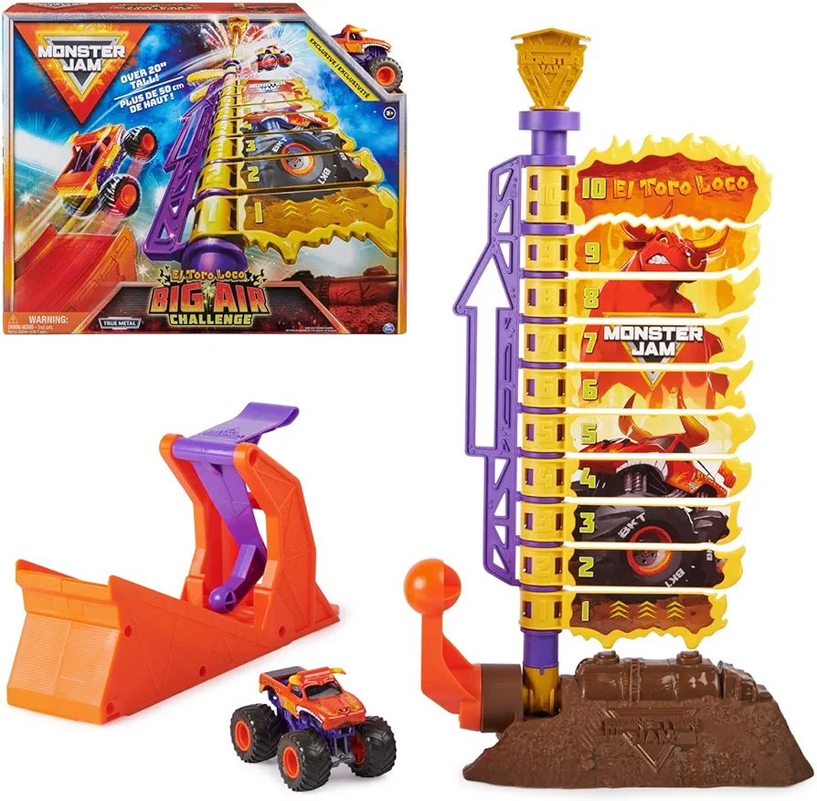 Monster Jam El Toro Loco Big Air Challenge Playset with Exclusive Monster Truck, Over 20-Inch Tall, 1:64 Scale, Kids Toys for Boys Ages 3 and up