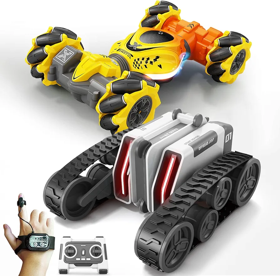 RC Cars, 2WD Tracked Remote control Car and 4WD Gesture RC Cars with Gravity Sensor Watch Light Music Gift Prensent Kids Toys for Boys 4-6 Girl Birthday Chirstams Party Xmas