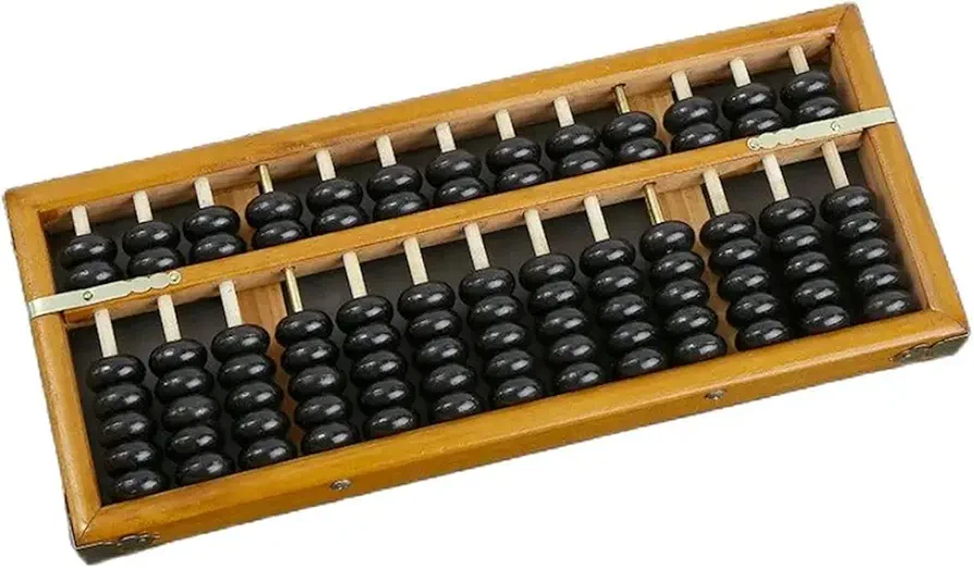 VIGANI Vintage Abacus,Calculation Tool, Chinese Abacus 13 Digits Wooden Standard Abacus Chinese Calculator Counting Math Learning Tool for Students Beginners 11.2x4.7