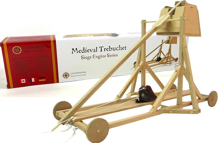 PATHFINDERS Trebuchet kit Building Toys Medieval Weapons Wooden Craft kit Science kit stem Toy Catapult Model kit Birthday Gift for Boys 3D Puzzle for Adults Learning Education Toy Engineering kit