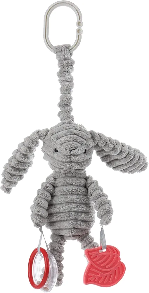 Apricot Lamb Gray Bunny Rabbit Character Teething Toy Soft Baby Rattle Stroller for Boys and Girls, Plush Stuffed Animal Rattle Toy Lovey for The Newborn, 0-3 Months, 0-6 Months and above, 8.5 Inches