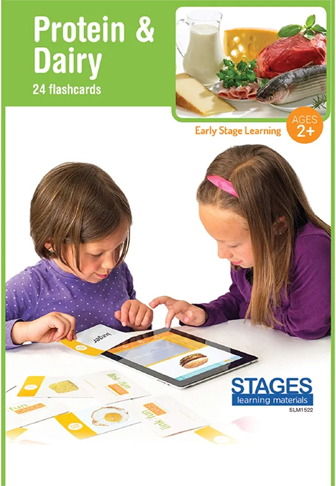 Stages Learning Materials Link4Fun Protein & Dairy Flashcards for iPad Preschool Language Builder Cards for Vocabulary, Reading, Autism, ABA Education