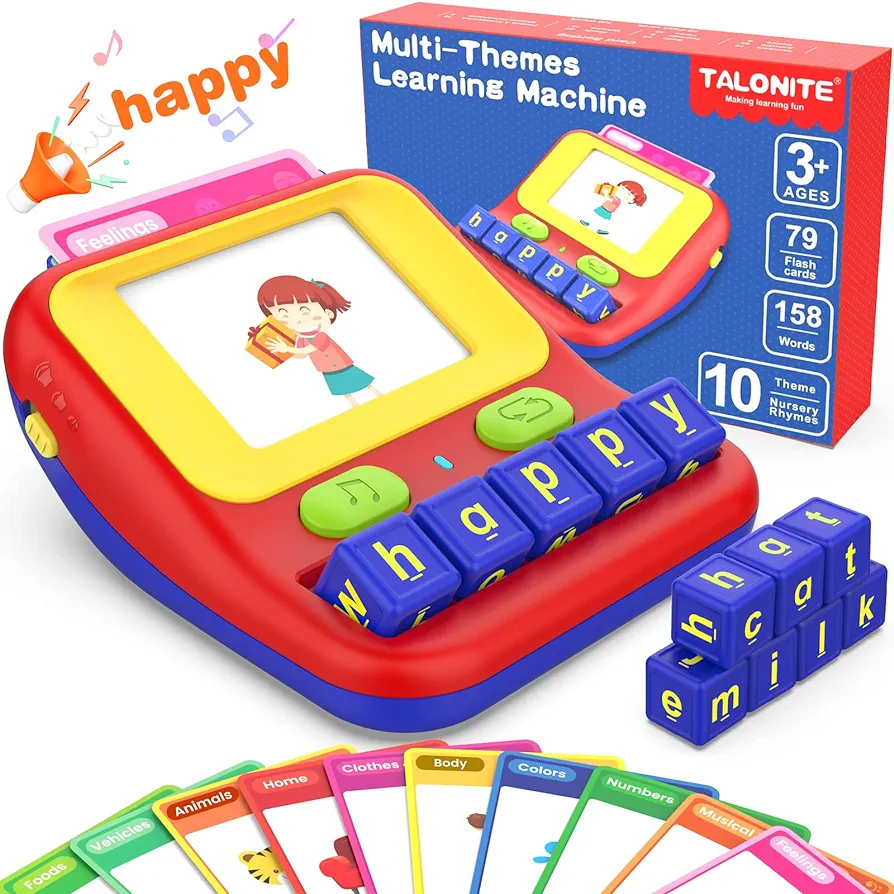 Learning Educational Toys for 2 3 4 5 6 7 8 Year Old Boys Girls, Talking Flash Cards with 158 Sight Words, Matching Letter Game, Autism Sensory Toys, Speech Therapy Toys and Materials (Red)