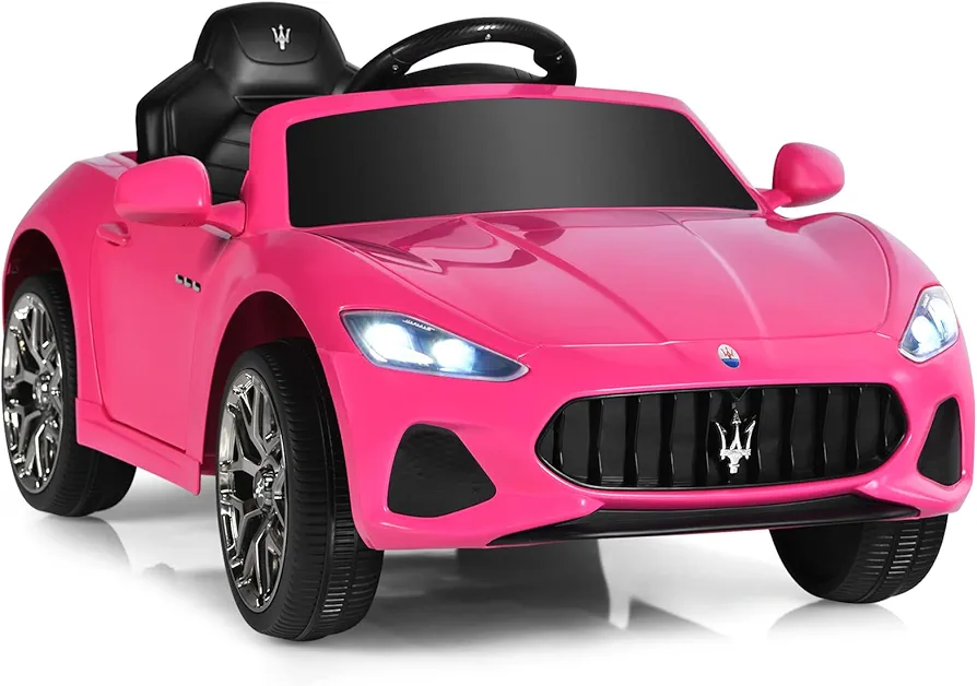 HONEY JOY Pink Ride On Car, Licensed Maserati 12V Battery Powered Electric Car for Kids with Parent Remote Control, Lights, Horn, Music, 4-Wheel Ride on Toys for Toddlers, Gift for Boys Girls (Pink)