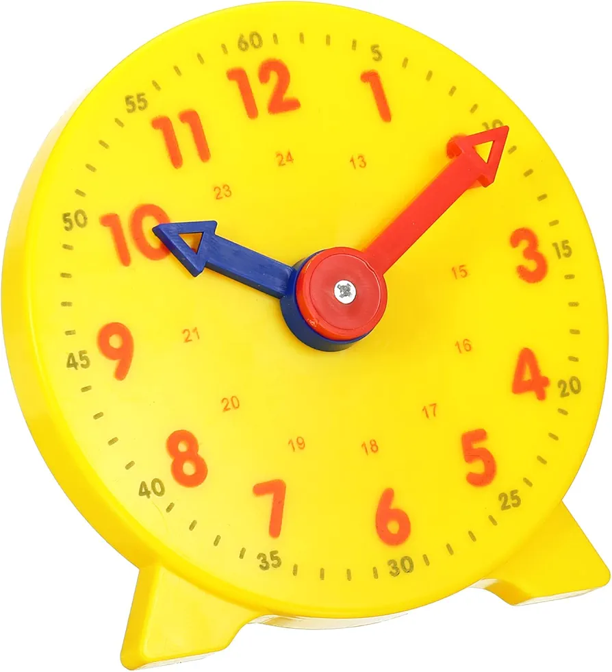 PATIKIL 4 inch Teaching Clock, Learn Clock Learning Tell Time Analog Clock Demonstration Clock 24 Hour 2 Pointers for Classroom Teacher, Yellow