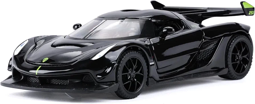 SASBSC Toy Cars for 3+ Year Old Boys Jesko Car Toys with Light and Sound Diecast Metal Toy Car for Kids Ages 3-12 1/32 Collectable Super Car Model (Black)