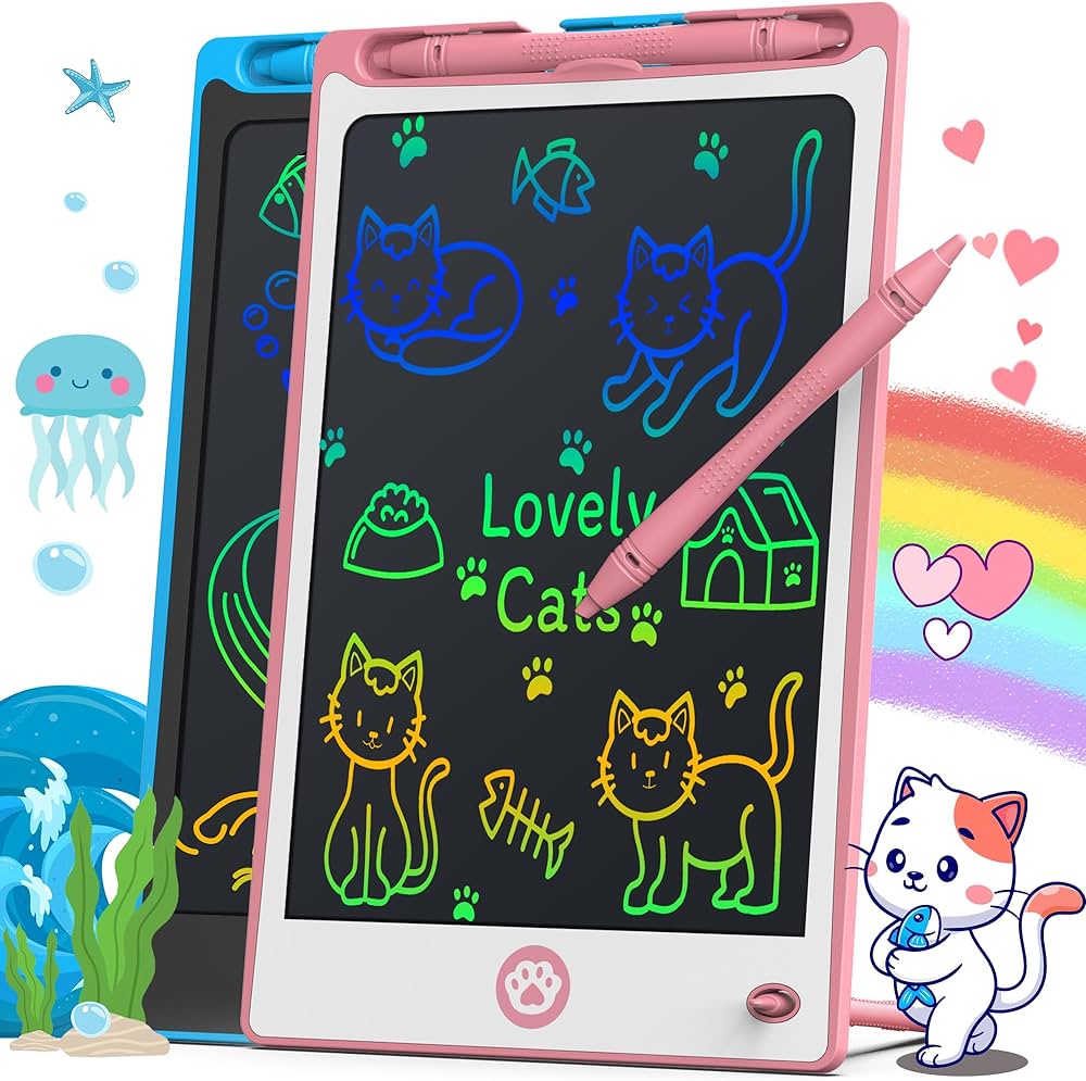 Hockvill LCD Writing Tablet for Kids 8.8 Inch, Toys for Girls Boys Drawing Pad for 3 4 5 6 7 Year Old Kid, Toddler Magnetic Doodle Board Travel Essential Christmas Birthday Gift for Children BluePink