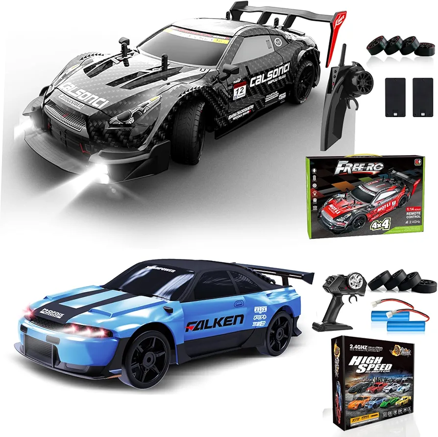 RC Drift Car 1:16 Scale 4WD RC Car 30km/h High Speed+RC Drift Car 1:24 Scale 4WD RC Car 15km/h High Speed Racing Sport Toy Car for Adults Boys Girls Kids Gift 2Pcs Rechargeable Battery